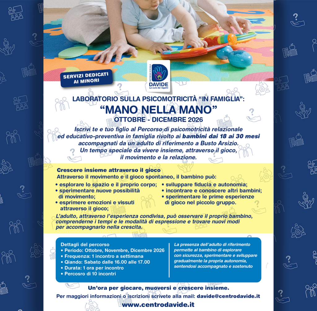 Nuovo percorso Psicomotricità Relazionale “Mano nella Mano” per bambini dai 18 ai 30 mesi e genitori insieme